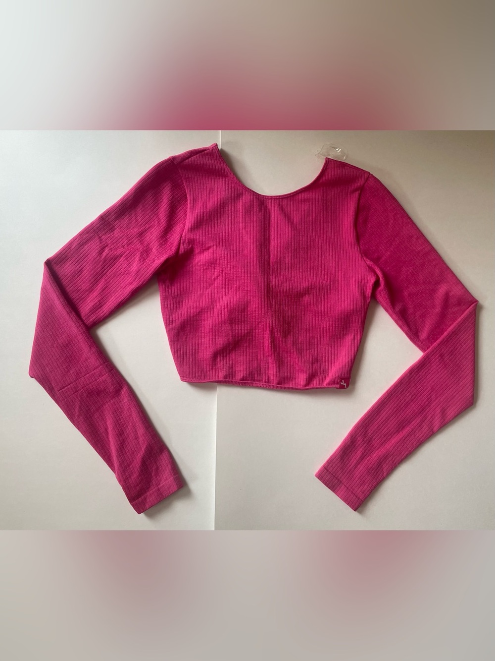 JoyLab Hot Pink Ribbed Twist-Front Crop Top & Leggings Pilates Yoga Wear - Picture 3 of 13